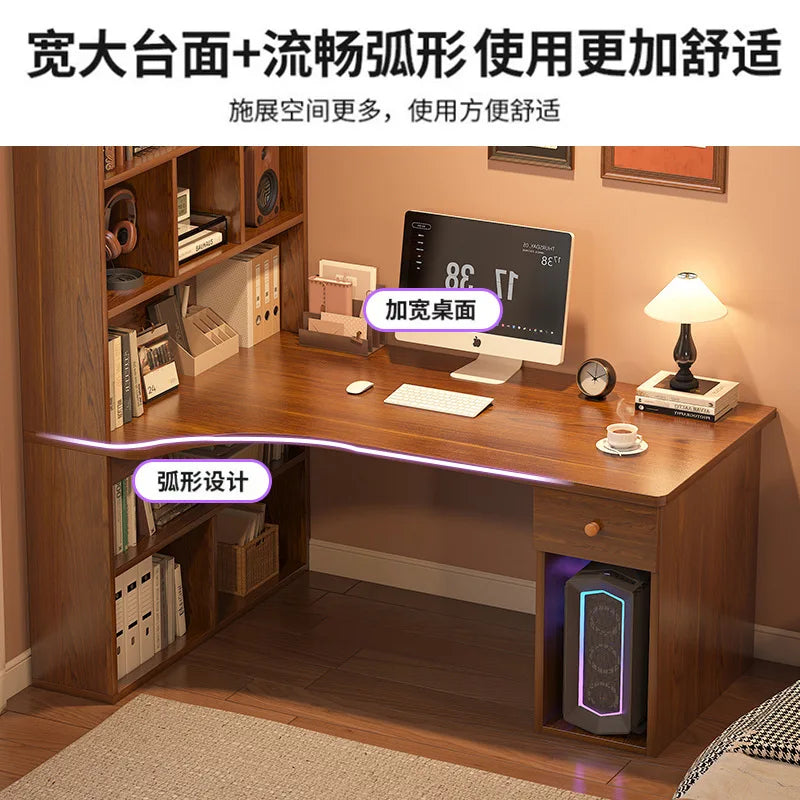 Large Computer Desk Bookshelf Corner Desks Home Desktop Computer Table L-shaped Long Writing Desks Double E-sports Gaming Table