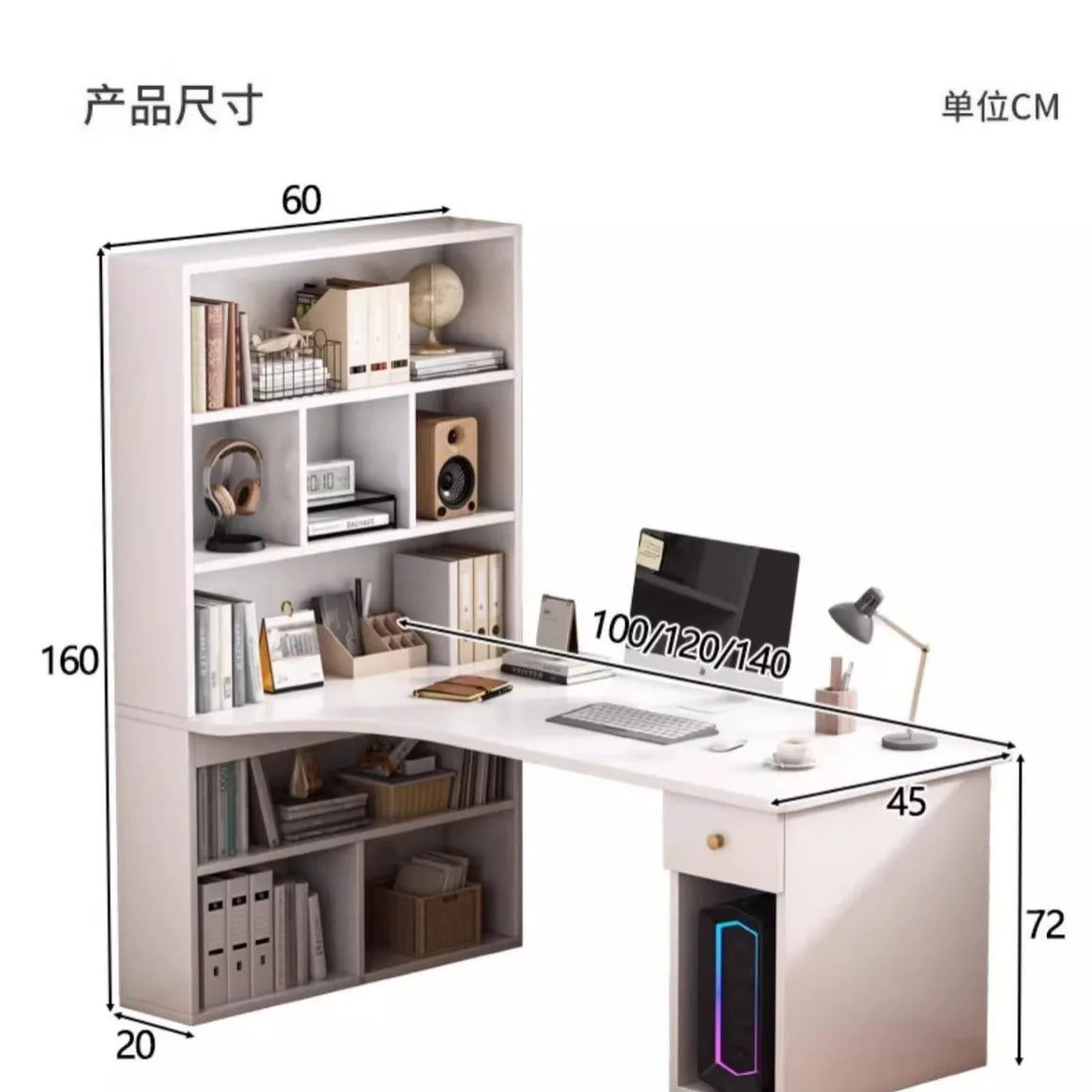 Large Computer Desk Bookshelf Corner Desks Home Desktop Computer Table L-shaped Long Writing Desks Double E-sports Gaming Table