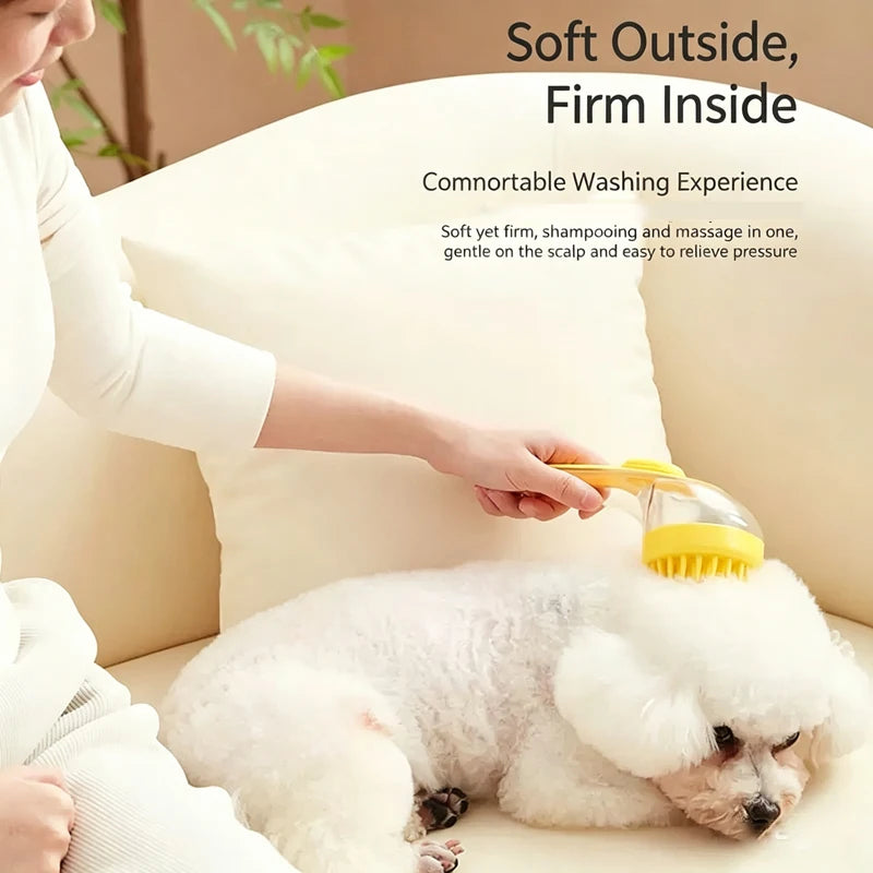 Pet Bath Brush for Dog Cat Liquid Adding Massage Shampoo Brush Pet Hair Washing Scrubbing Grooming Head Massage Comb Small Tools