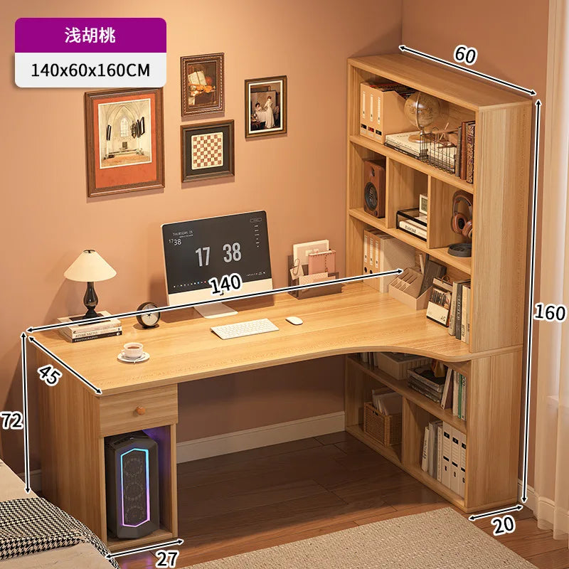 Large Computer Desk Bookshelf Corner Desks Home Desktop Computer Table L-shaped Long Writing Desks Double E-sports Gaming Table