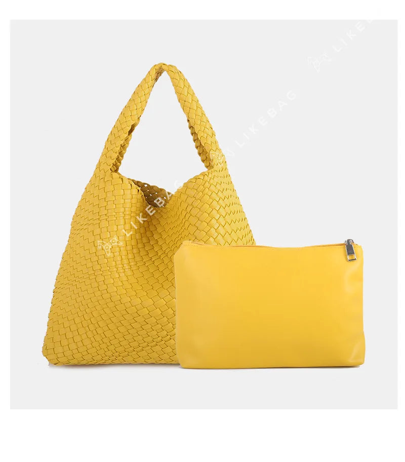 ZR DIARY Handmade Woven Bag Women PU Leather Large Capacity Totes Fashion Shoulder Bag 224BZ9389-1