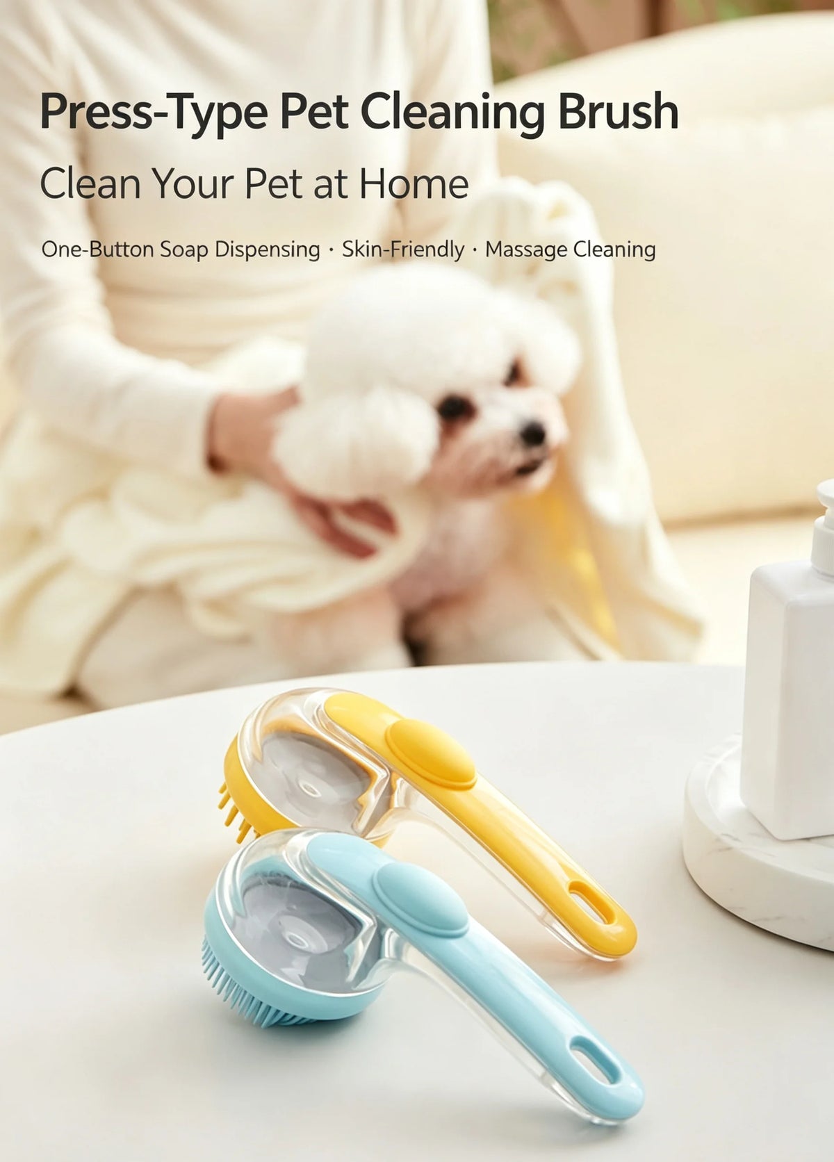 Pet Bath Brush for Dog Cat Liquid Adding Massage Shampoo Brush Pet Hair Washing Scrubbing Grooming Head Massage Comb Small Tools