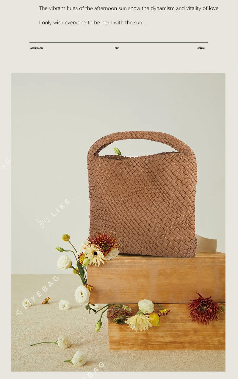 ZR DIARY Handmade Woven Bag Women PU Leather Large Capacity Totes Fashion Shoulder Bag 224BZ9389-1