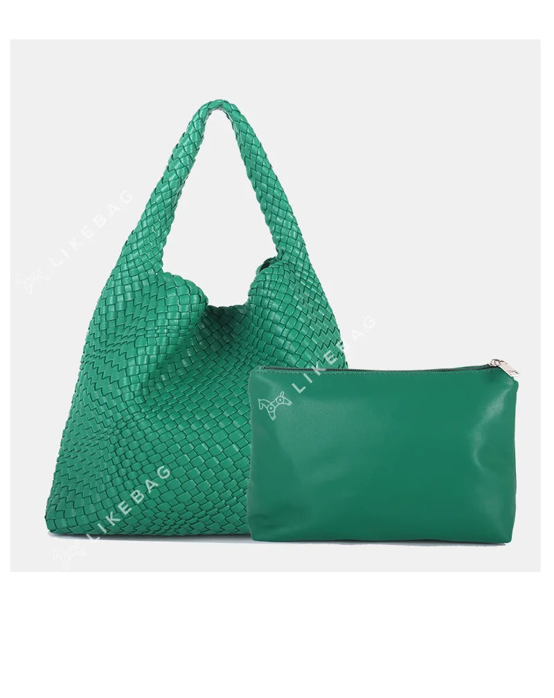 ZR DIARY Handmade Woven Bag Women PU Leather Large Capacity Totes Fashion Shoulder Bag 224BZ9389-1