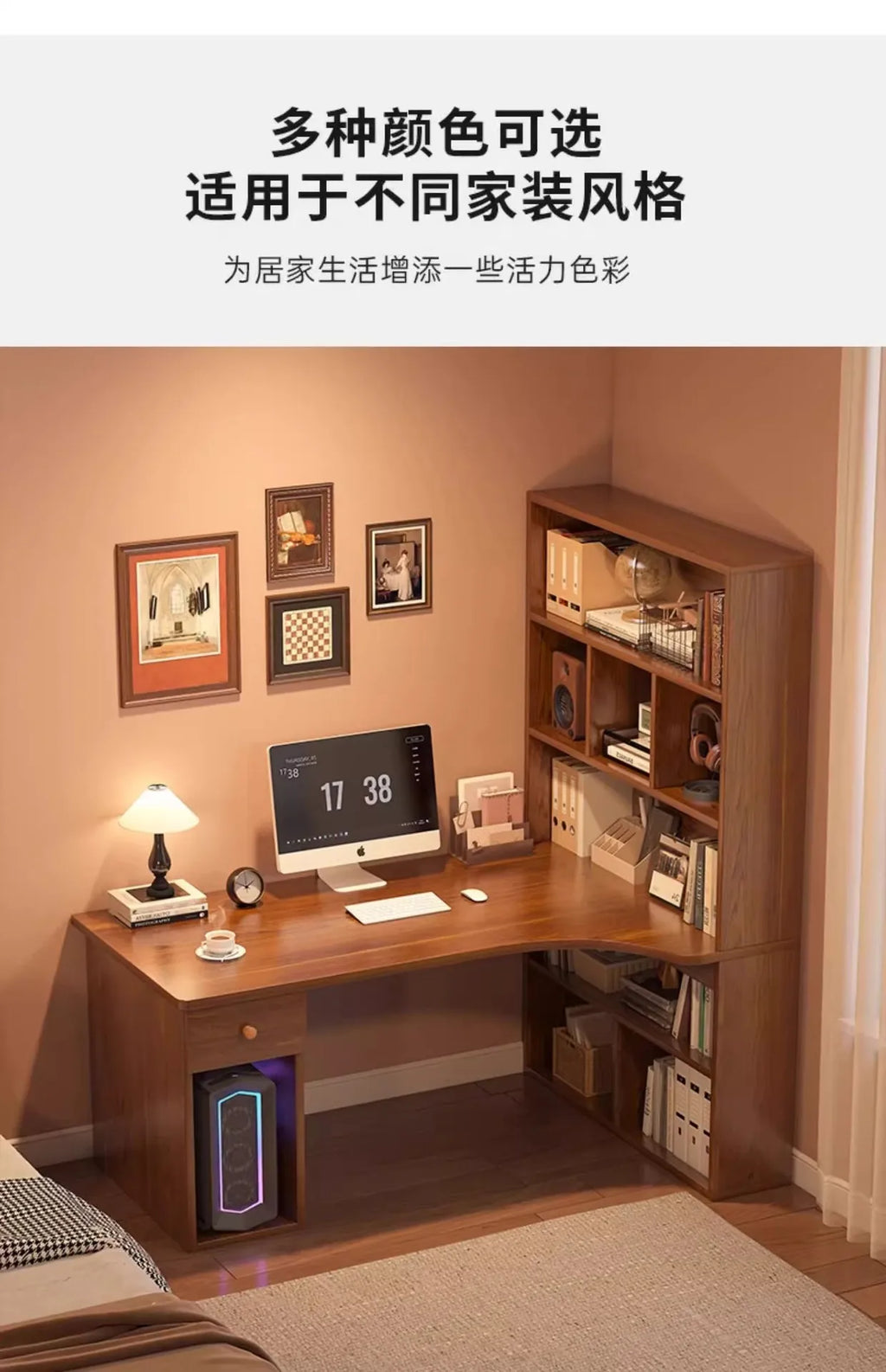 Large Computer Desk Bookshelf Corner Desks Home Desktop Computer Table L-shaped Long Writing Desks Double E-sports Gaming Table