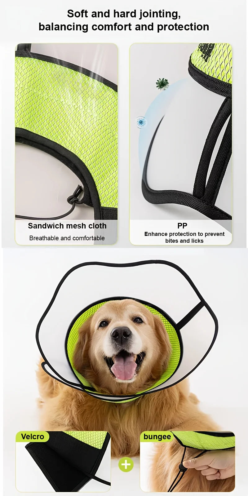 Pet Collar, Made of Both Soft and Hard Materials, Breathable, Anti-scratching and Anti-biting, Suitable for Both Cats and Dogs