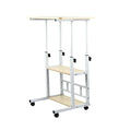 Side Table, Height-adjustable Computer Desk with Casters, 3 Shelves, Standing Desk for Bedroom, Living Room, 60x40x90cm
