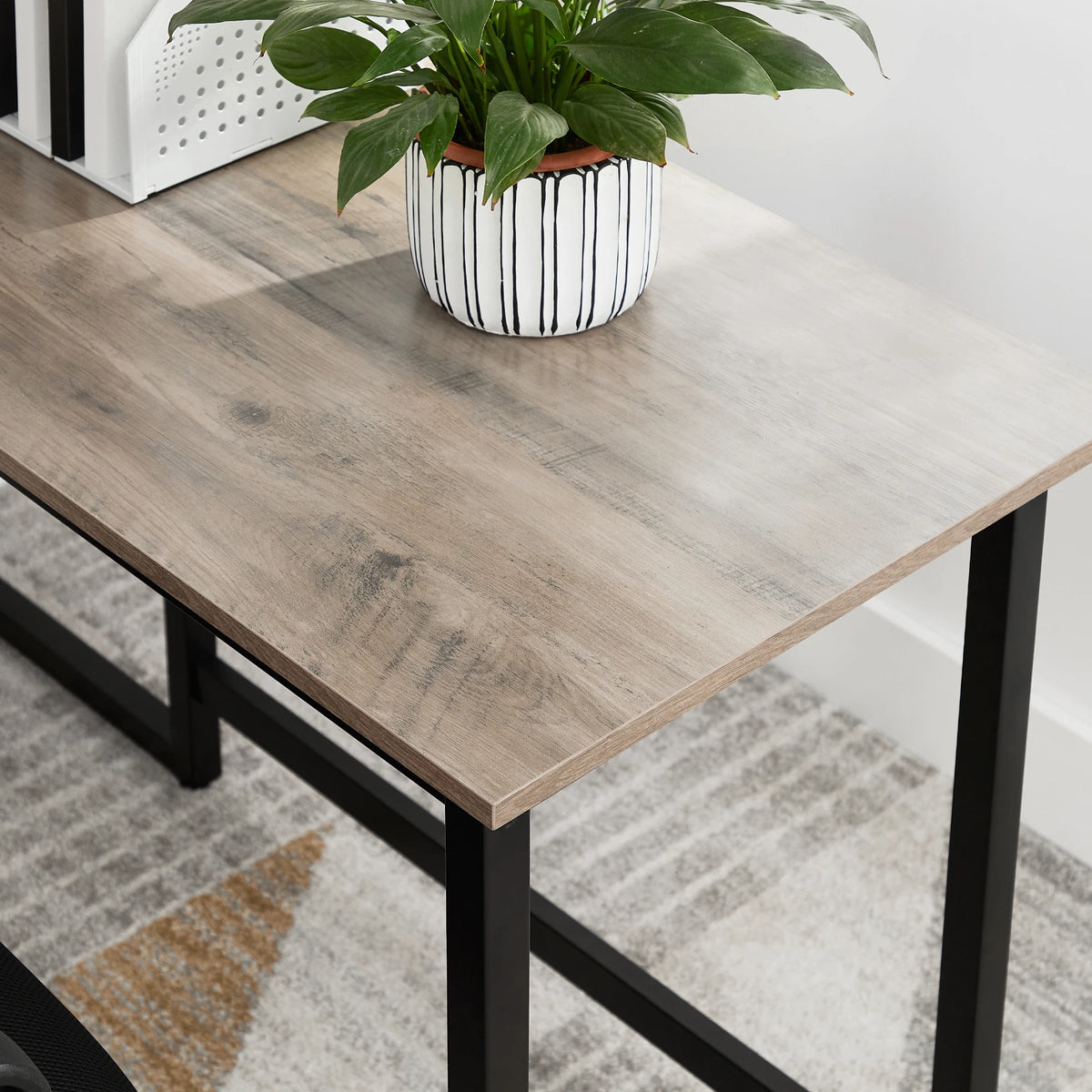 Computer Desk, L-Shaped Writing Workstation, Industrial Corner Desk With Monitor Stand, for Home Office, 140 x 130 x 76/91.5 cm