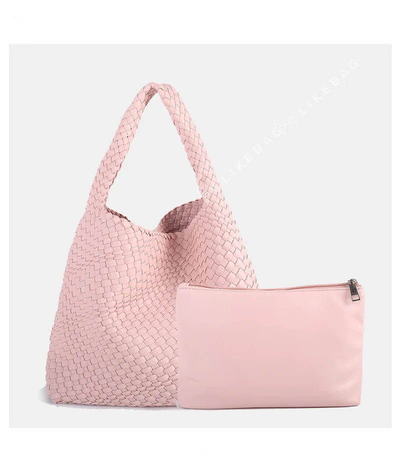 ZR DIARY Handmade Woven Bag Women PU Leather Large Capacity Totes Fashion Shoulder Bag 224BZ9389-1