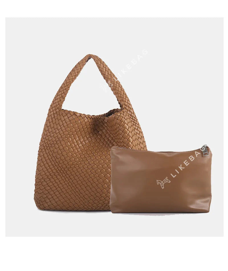 ZR DIARY Handmade Woven Bag Women PU Leather Large Capacity Totes Fashion Shoulder Bag 224BZ9389-1
