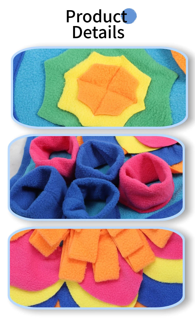 Pet Snuffle Mat for Dogs Cats, Interactive Foraging Feeding Mat, Non‑Slip Colorful Flower Shape Nosework Training Toy, Stress Re