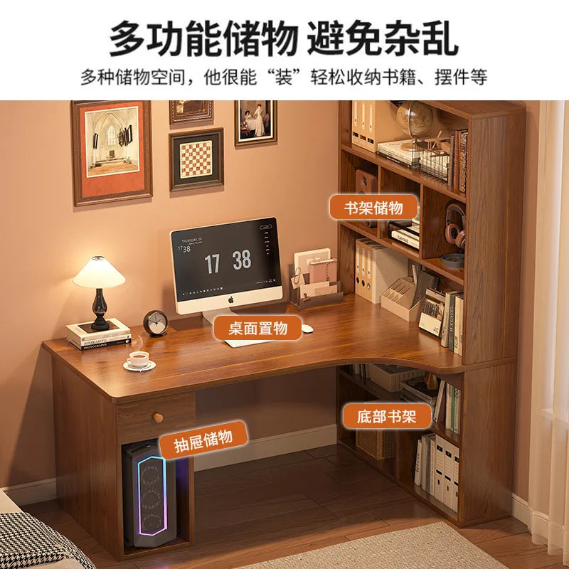 Large Computer Desk Bookshelf Corner Desks Home Desktop Computer Table L-shaped Long Writing Desks Double E-sports Gaming Table