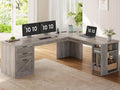 Farmhouse 67" L Shaped Desk with 3 Drawers, Executive Desk, Home Office Desks with Storage Shelves, Corner Computer, Customized