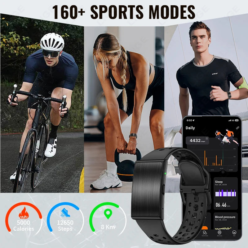 LIGE Audio Recorder Smart Bracelet 79 Languages AI Transcription 1GB Sports Fitness Band Health Monitor Watches Voice Recording