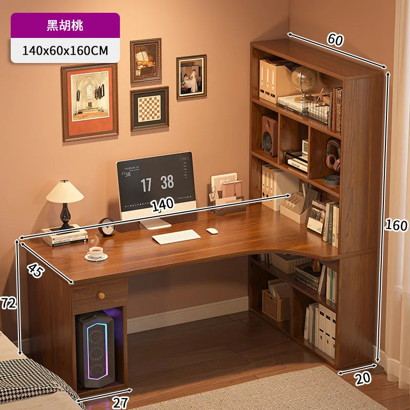 Large Computer Desk Bookshelf Corner Desks Home Desktop Computer Table L-shaped Long Writing Desks Double E-sports Gaming Table
