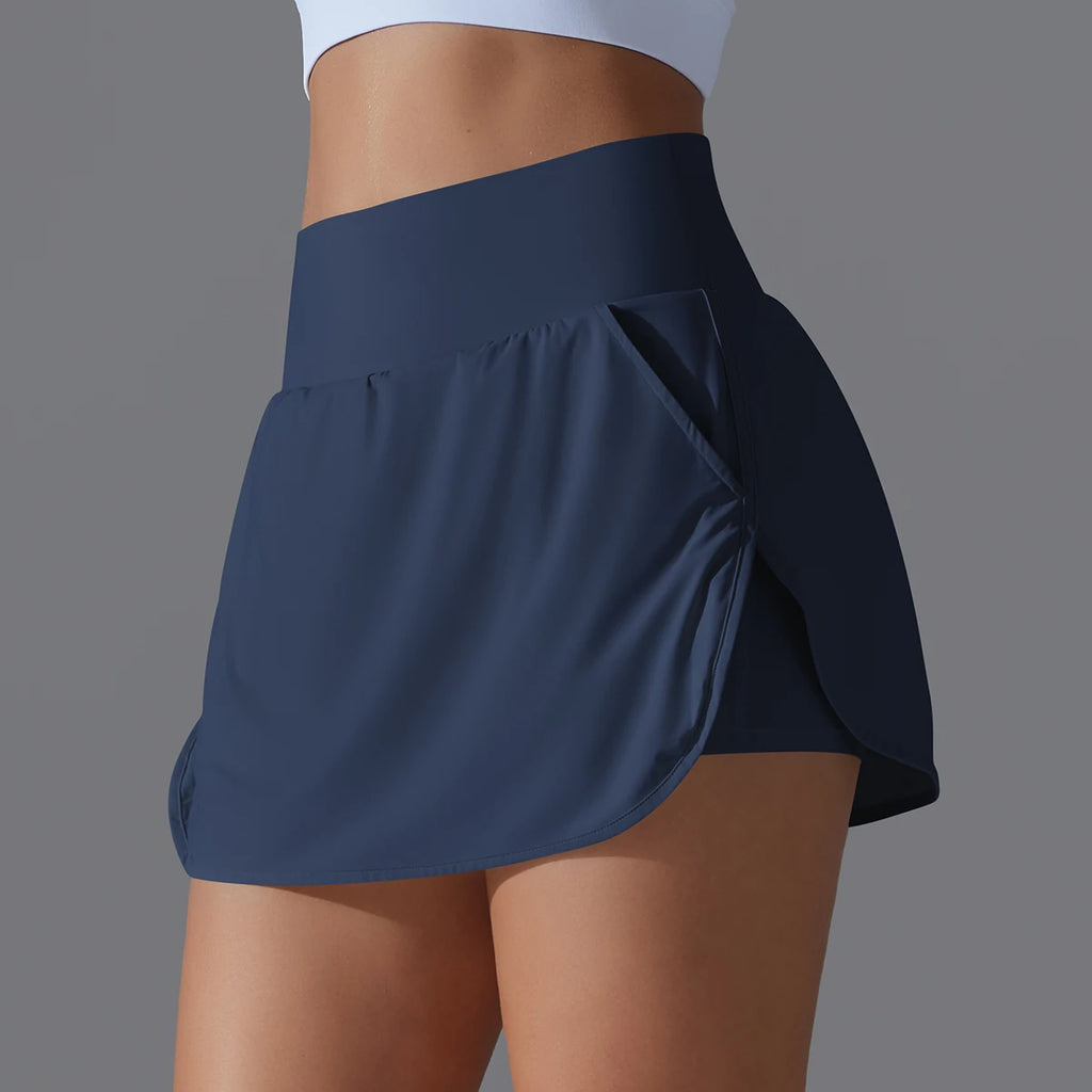 Outdoor Sports Yoga Skirt Badminton Tennis Skirt High Waist Breathable Sweat Skirt Active Athletic Yoga Fitness Skirt Short