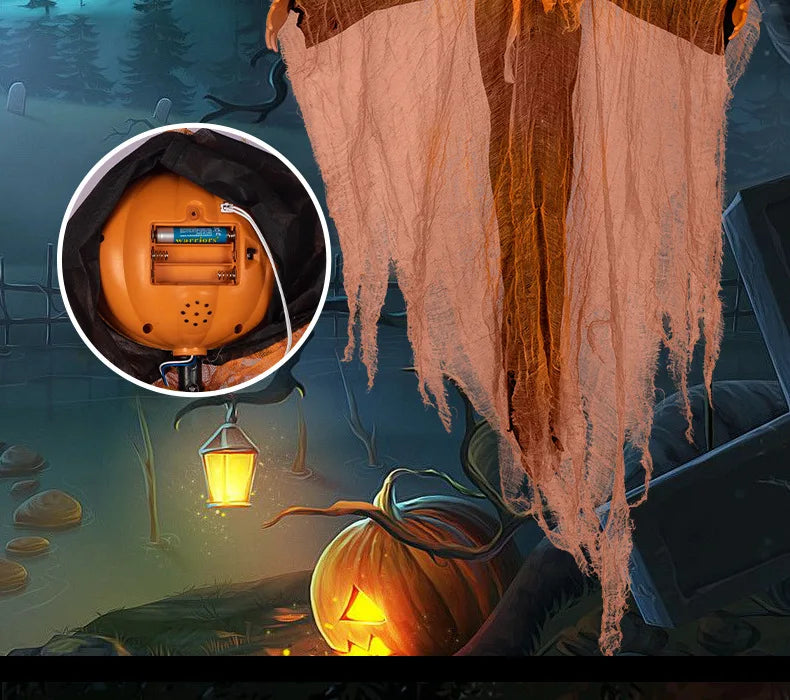Halloween Decoration Luminous Demon Pumpkin Scarecrow Hanging Ornaments Turned Head Pumpkin Halloween Horror Home Decor Yard