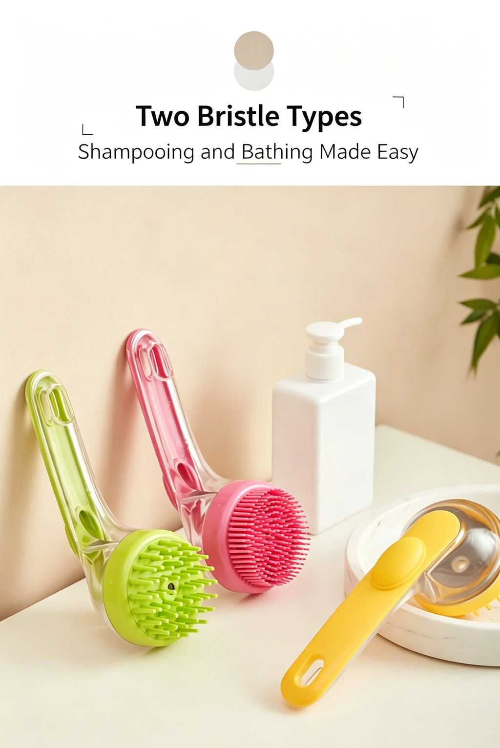 Pet Bath Brush for Dog Cat Liquid Adding Massage Shampoo Brush Pet Hair Washing Scrubbing Grooming Head Massage Comb Small Tools