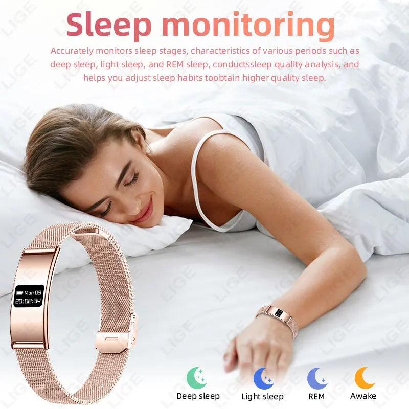 LIGE Utra-thin Wristband Sport Fitness Tracker Health Smart Bracelet Pedometer Heart Rate Monitor Smart Watch Call Reminder