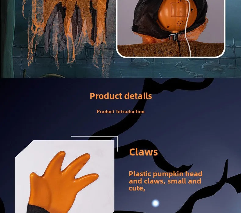 Halloween Decoration Luminous Demon Pumpkin Scarecrow Hanging Ornaments Turned Head Pumpkin Halloween Horror Home Decor Yard