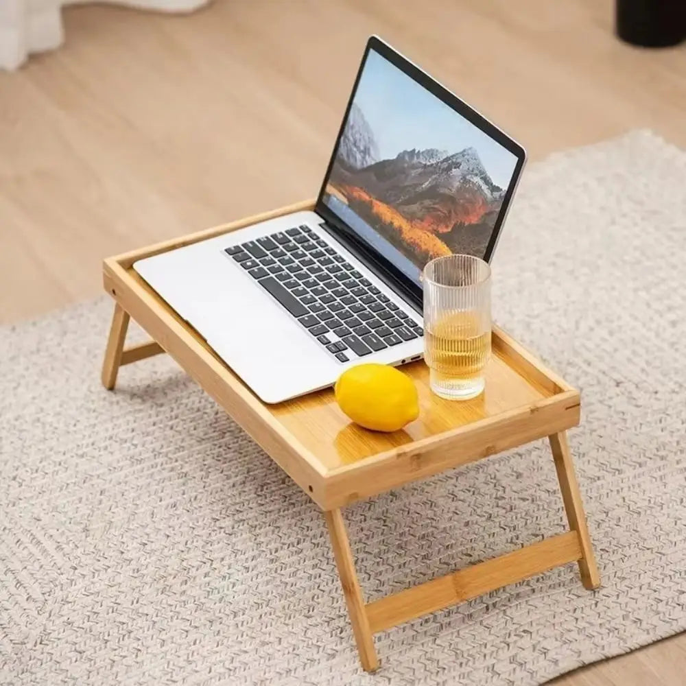 New Folding Table Multifunction Bamboo Dining-table Mini Breakfast Dessert Tray Bedroom