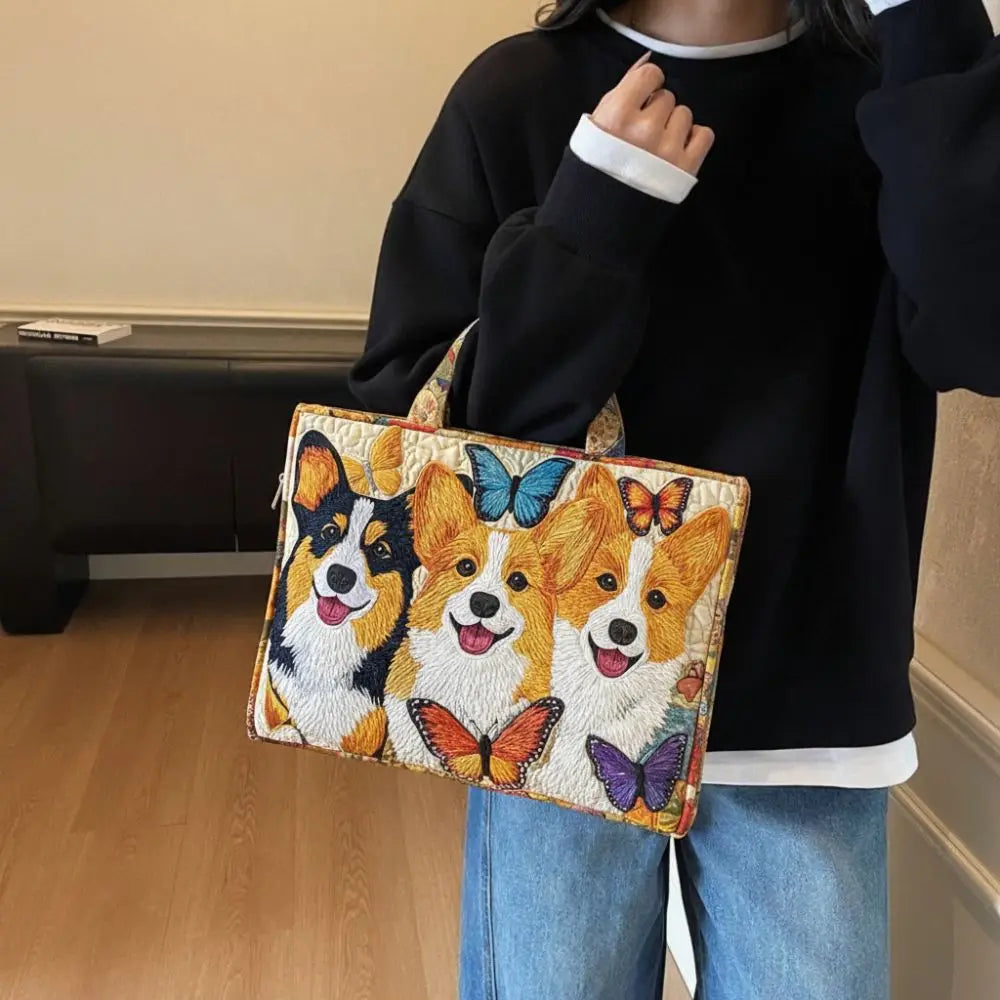 Vintage Quilted Tote Bag Women Lightweight Travel Bag Purse Cotton Shoulder Tote Bag For Shopping Grocery & Beach Bag