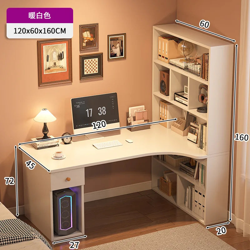 Large Computer Desk Bookshelf Corner Desks Home Desktop Computer Table L-shaped Long Writing Desks Double E-sports Gaming Table