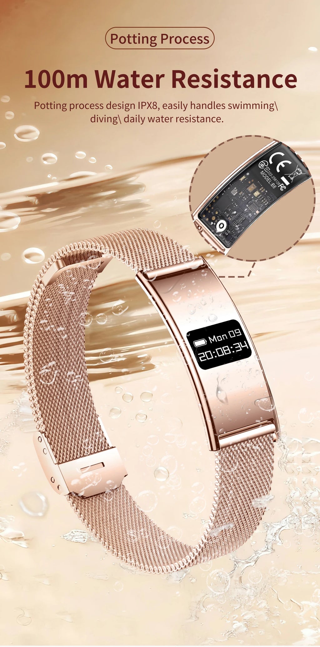 LIGE Utra-thin Wristband Sport Fitness Tracker Health Smart Bracelet Pedometer Heart Rate Monitor Smart Watch Call Reminder