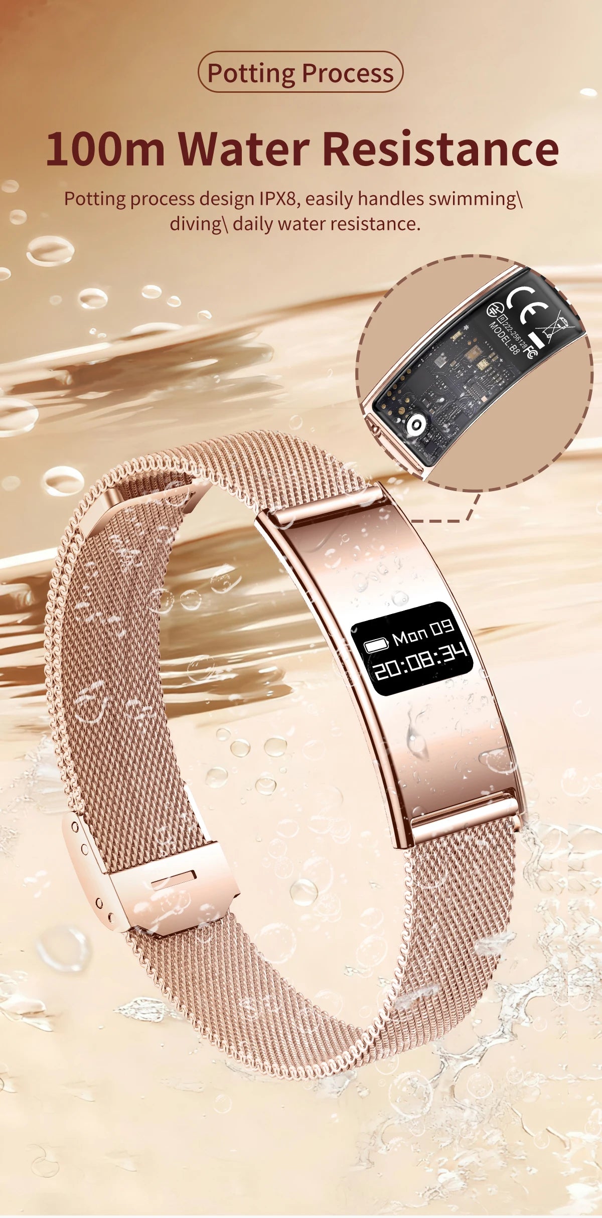 LIGE Utra-thin Wristband Sport Fitness Tracker Health Smart Bracelet Pedometer Heart Rate Monitor Smart Watch Call Reminder