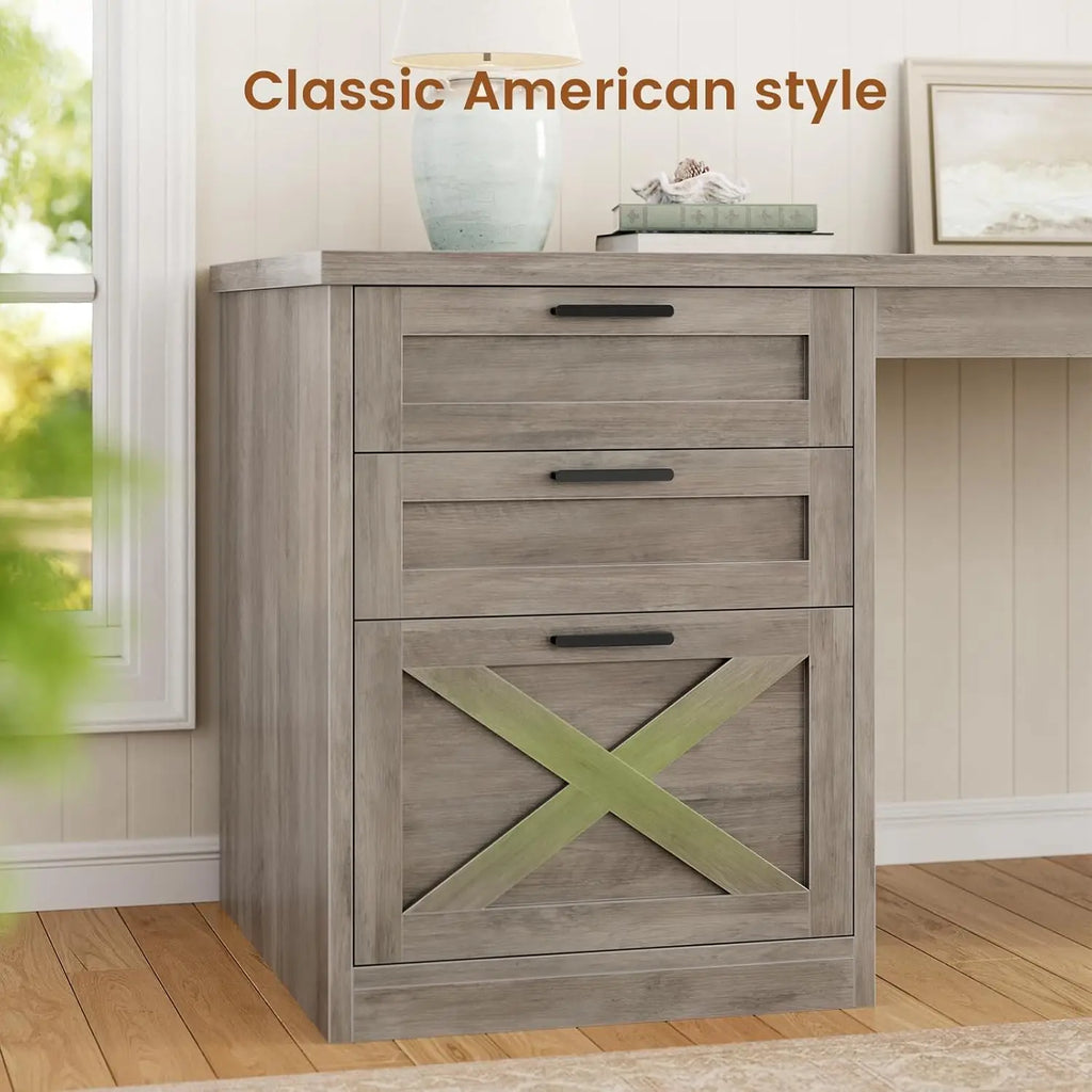 Farmhouse 67" L Shaped Desk with 3 Drawers, Executive Desk, Home Office Desks with Storage Shelves, Corner Computer, Customized