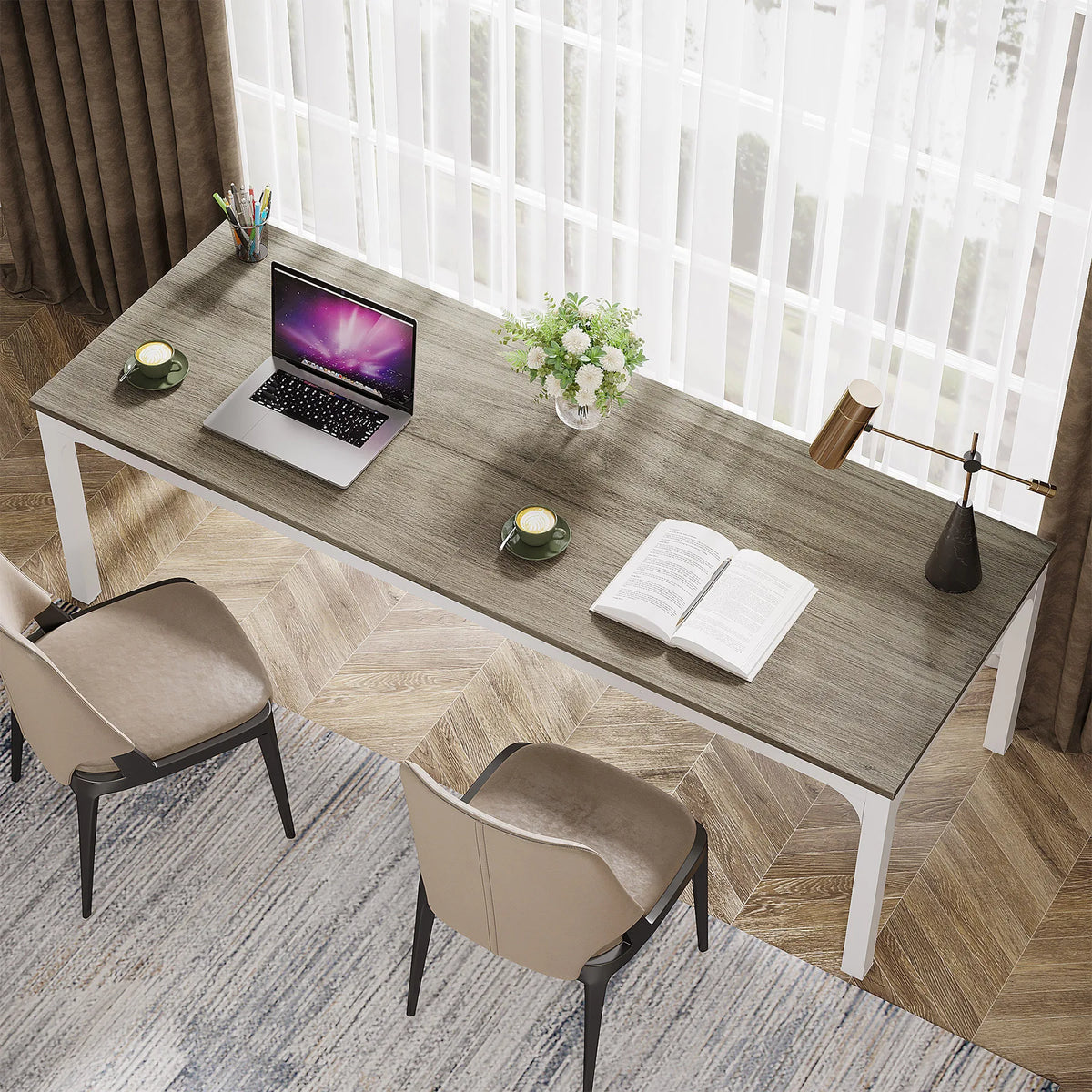 Tribesigns 78.7 Inches Extra Long Computer Desk 2 Person Desk, Double Long Desk, Workstaion for Home Office