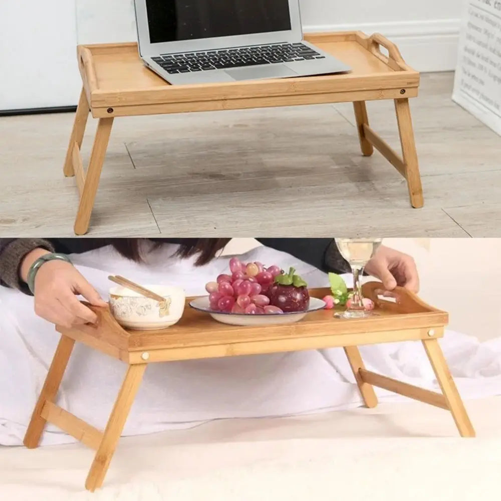 New Folding Table Multifunction Bamboo Dining-table Mini Breakfast Dessert Tray Bedroom