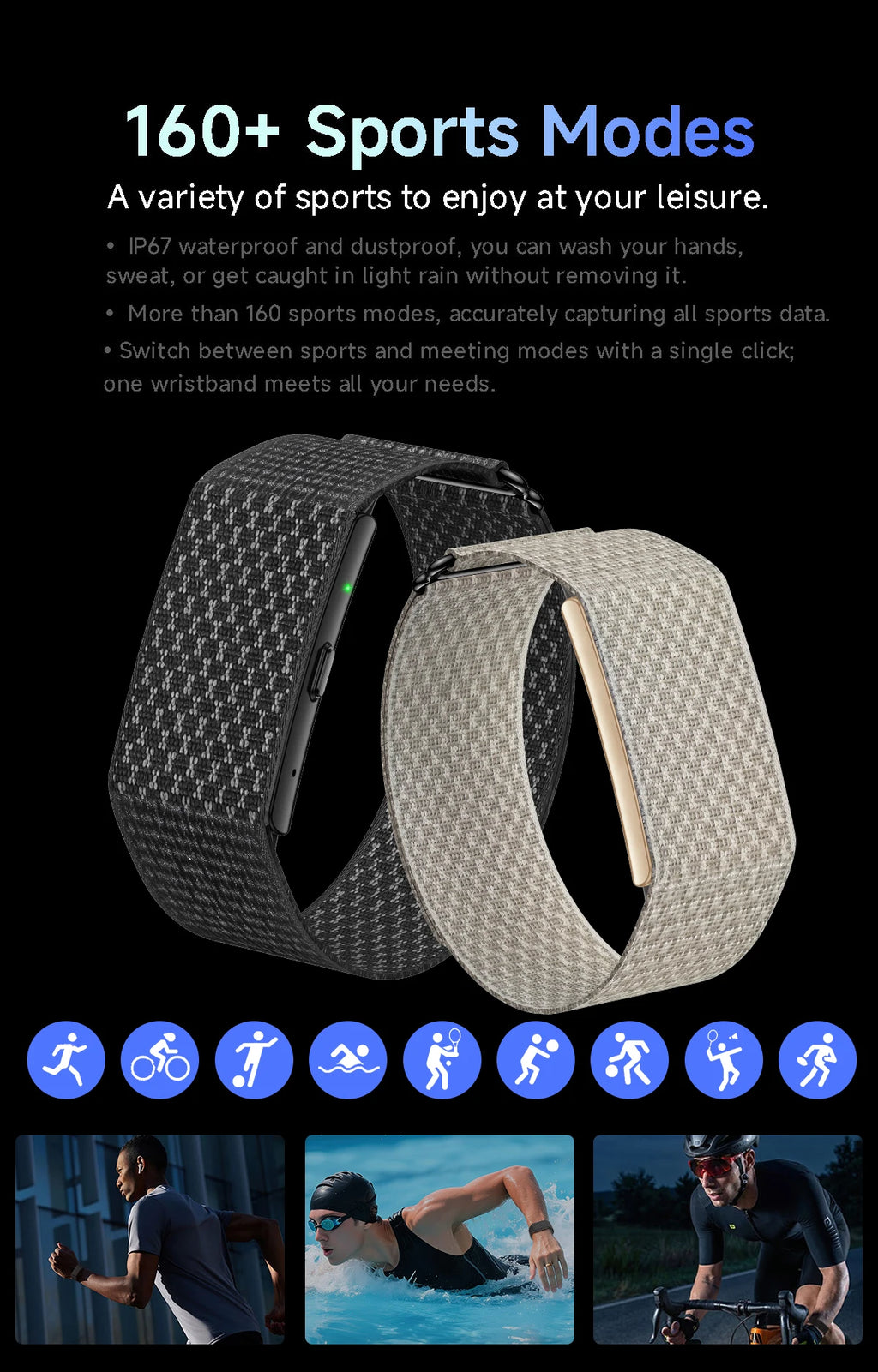 LIGE Audio Recorder Smart Bracelet 79 Languages AI Transcription 1GB Sports Fitness Band Health Monitor Watches Voice Recording