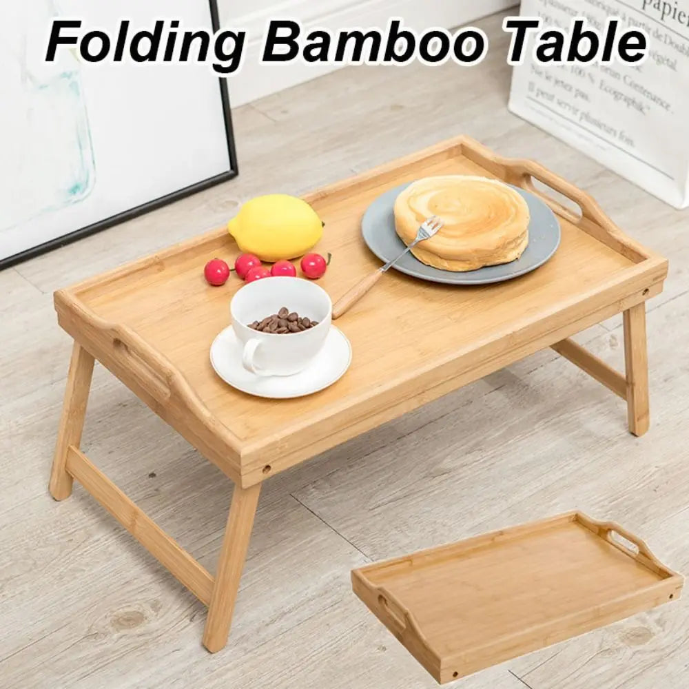 New Folding Table Multifunction Bamboo Dining-table Mini Breakfast Dessert Tray Bedroom