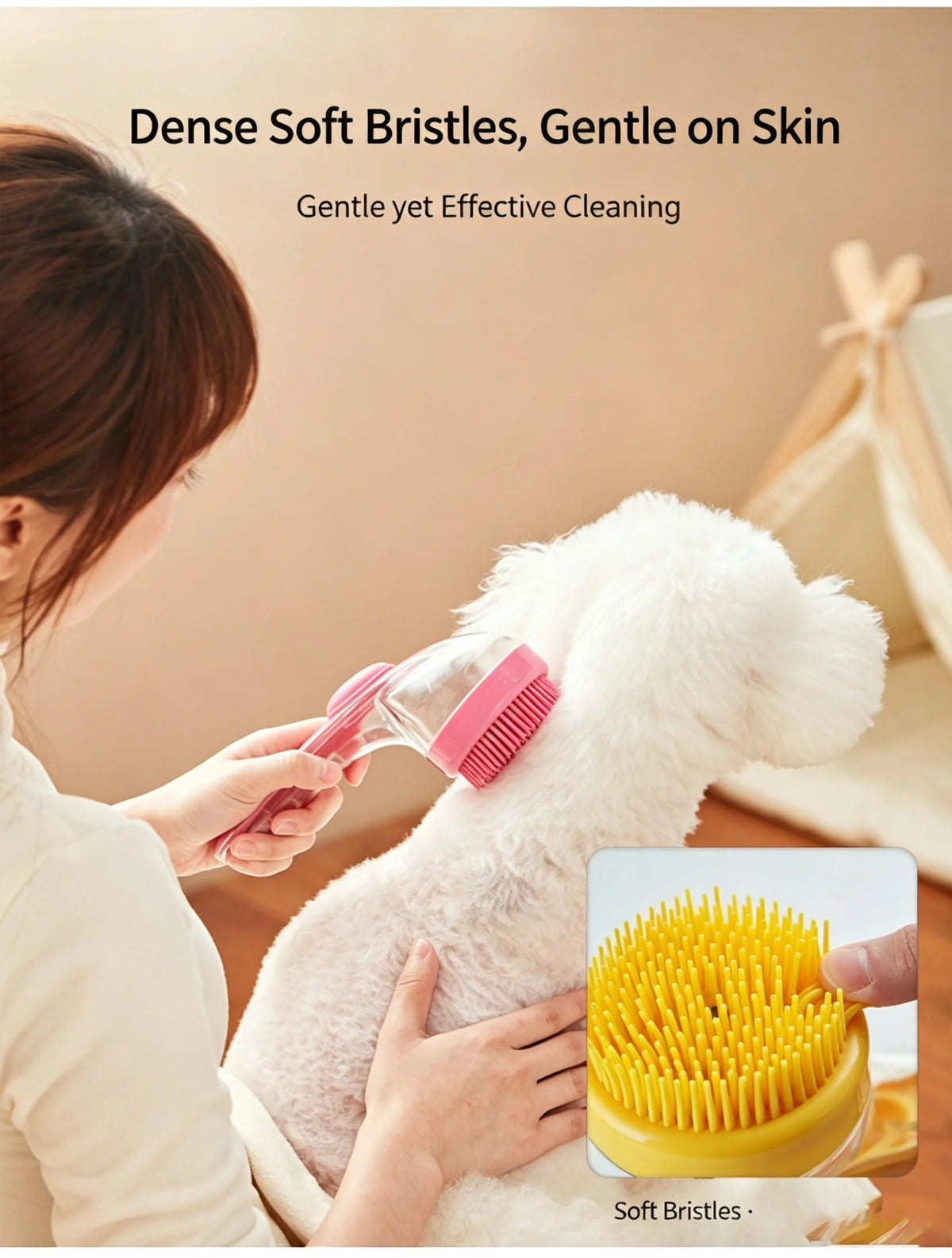Pet Bath Brush for Dog Cat Liquid Adding Massage Shampoo Brush Pet Hair Washing Scrubbing Grooming Head Massage Comb Small Tools