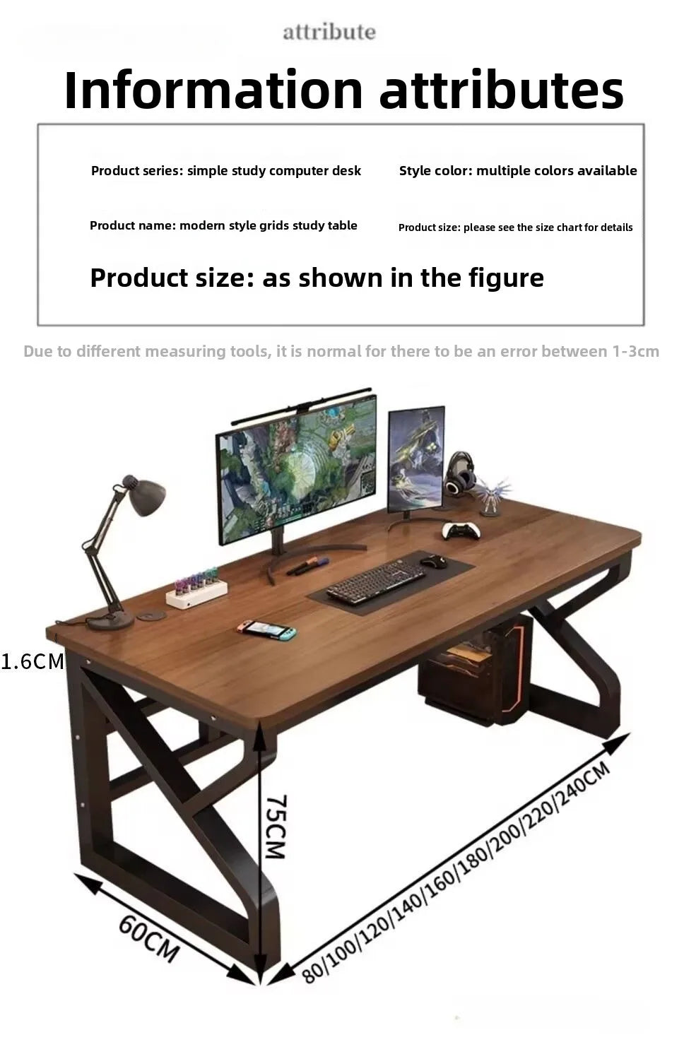 Computer Desk Furniture for Home Office Gaming Desk Workstation Study Desk with Multiple Size Options Modern Home Furniture