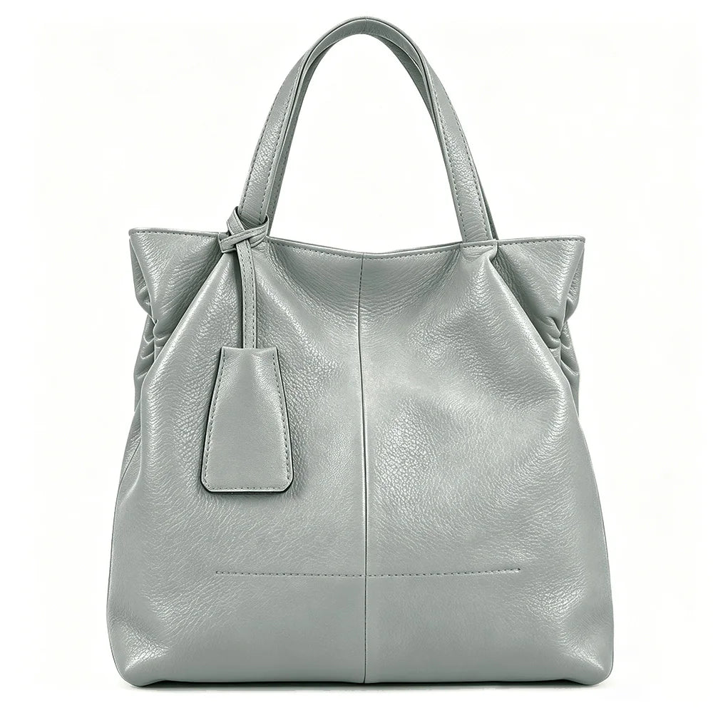 Zency Soft Genuine Leather Handbag Women's Shoulder Bag Winter Fashion Casual Design Shopper Crossbody Large Bucket Tote Bag