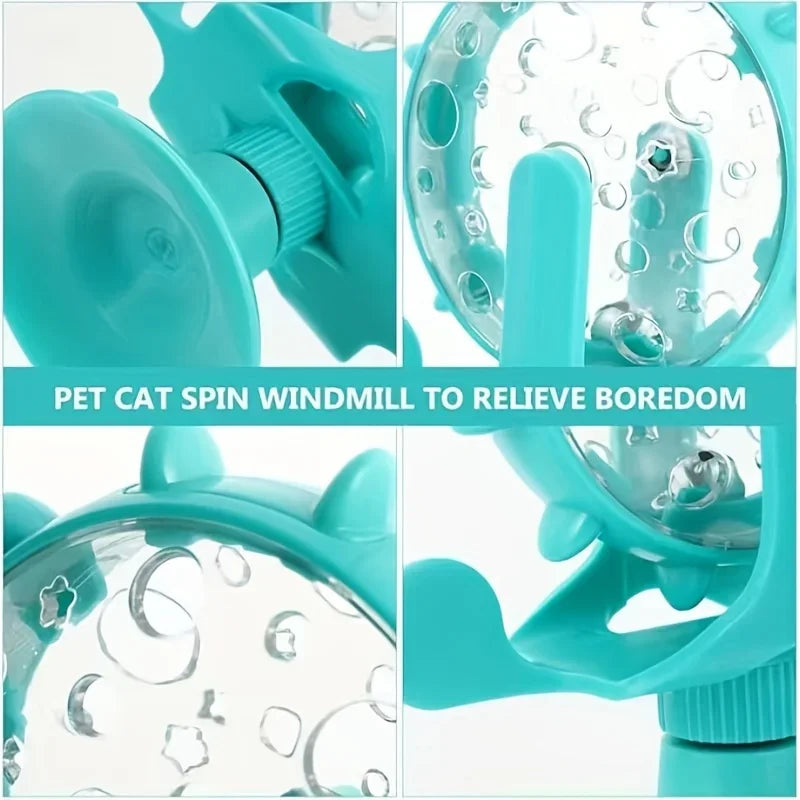 Pet Interactive Puzzle Toy with Strong Suction Cup, Rotating Wheel Treat Dispenser, Boredom Relief Chew Toy for Puppies and Cats