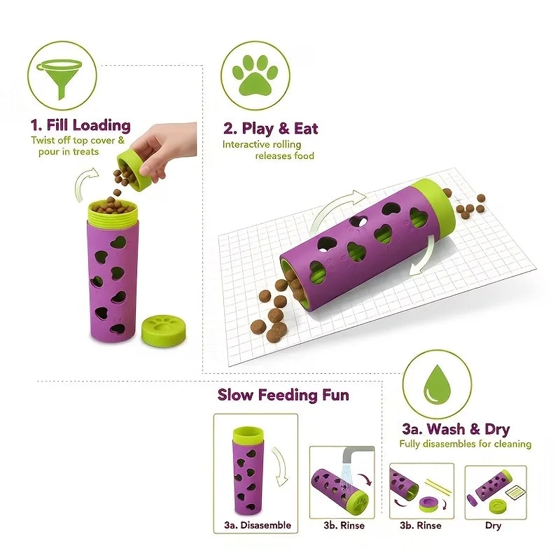 Pet Slow Feeder Treat Dispenser Interactive Detachable Bite Resistant Chew Toy for Dogs Cats Indoor Outdoor Mental Stimulation