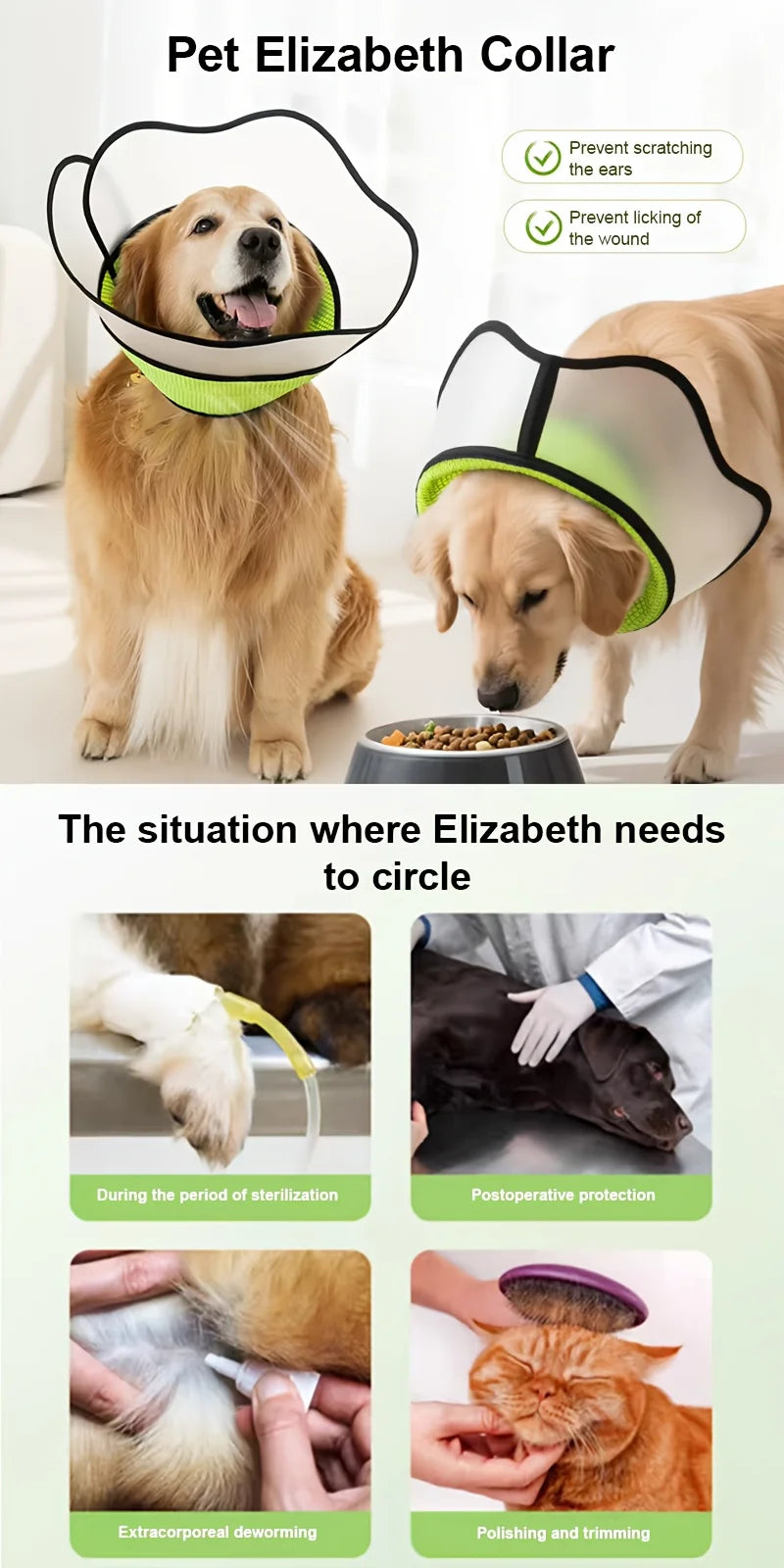 Pet Collar, Made of Both Soft and Hard Materials, Breathable, Anti-scratching and Anti-biting, Suitable for Both Cats and Dogs