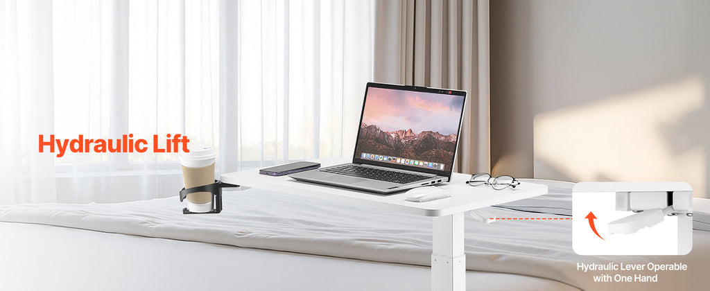 VEVOR Overbed Table Mobile Bed Side Table w/ Swivel Casters Height & Angle Adjustable Rolling Laptop Desk for Home Office Study
