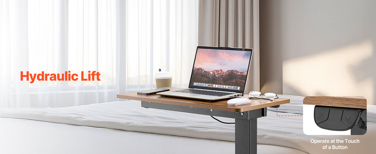 VEVOR Overbed Table Mobile Bed Side Table w/ Swivel Casters Height & Angle Adjustable Rolling Laptop Desk for Home Office Study