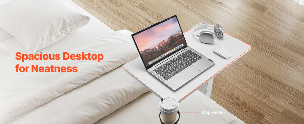 VEVOR Overbed Table Mobile Bed Side Table w/ Swivel Casters Height & Angle Adjustable Rolling Laptop Desk for Home Office Study