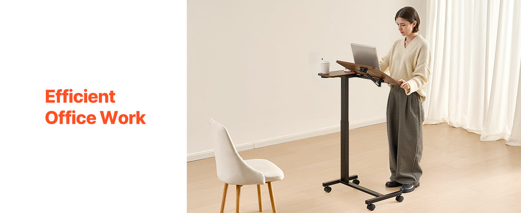 VEVOR Overbed Table Mobile Bed Side Table w/ Swivel Casters Height & Angle Adjustable Rolling Laptop Desk for Home Office Study
