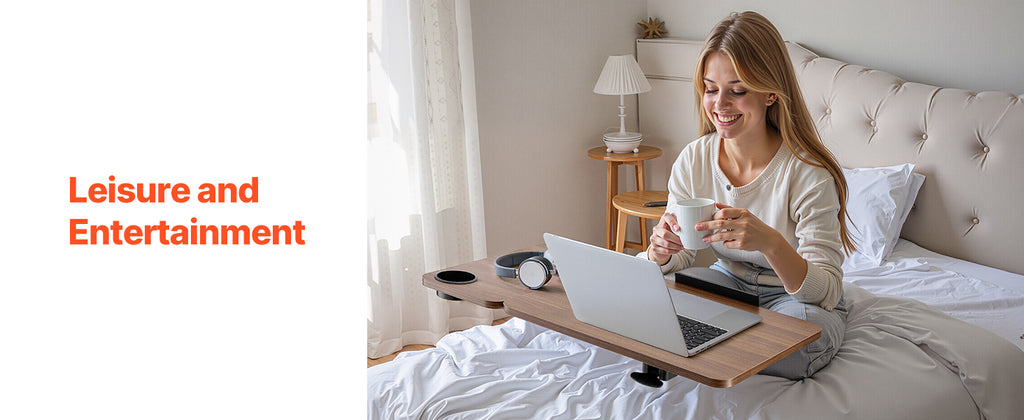 VEVOR Overbed Table Mobile Bed Side Table w/ Swivel Casters Height & Angle Adjustable Rolling Laptop Desk for Home Office Study