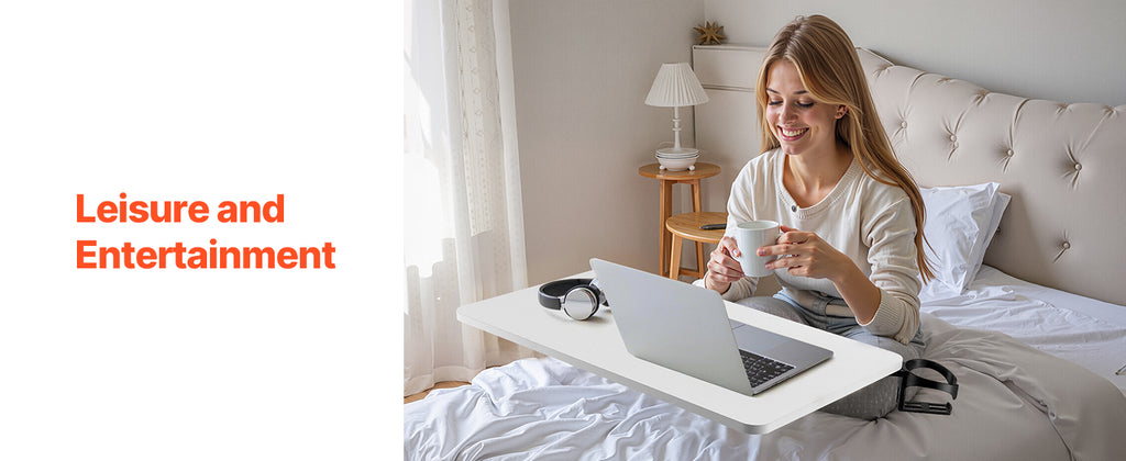 VEVOR Overbed Table Mobile Bed Side Table w/ Swivel Casters Height & Angle Adjustable Rolling Laptop Desk for Home Office Study